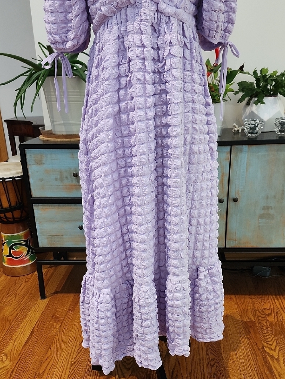 Bubble Puff Sleeve Lilac Maxi Dress - NWT - Picture 4 of 13